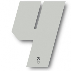 N°4 Numero de plaque YCF Blanc - 108x105mm (vendu par 3)