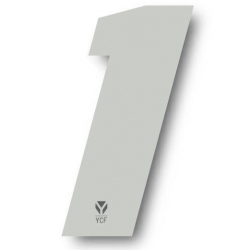 N°1 Numero de plaque YCF Blanc - 108x105mm (vendu par 3)