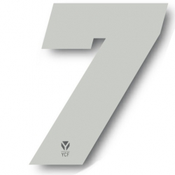 N°7 Numero de plaque YCF Blanc - 108x105mm (vendu par 3)