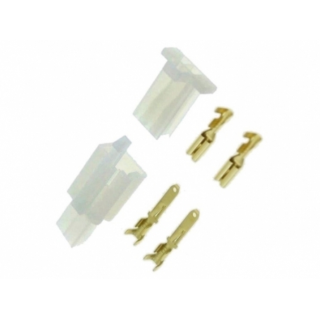 Connecteur Blanc JST 2 Pins - Mâle + Femelle + 2 Broches à Sertir - Euro  Makers
